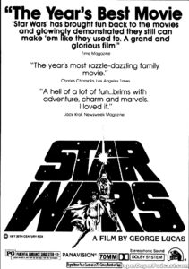 STAR WARS- Newspaper ad. May 31, 1977. Caped Wonder Stuns City!