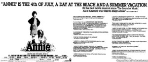 ANNIE- Newspaper ad. June 7, 1982.
Caped Wonder Stuns City!