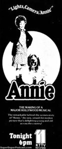 ANNIE- KTTV television guide ad. June 6, 1982. Caped Wonder Stuns City!
