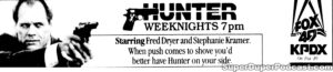 HUNTER- Television guide ad. June 8, 1990. Caped Wonder Stuns City!