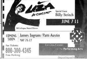 LIZA MINNELLI- Newspaper ad. June 7, 1995. Caped Wonder Stuns City!