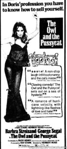 THE OWL AND THE PUSSYCAT- Newspaper ad. June 3, 1971. Caped Wonder Stuns City!